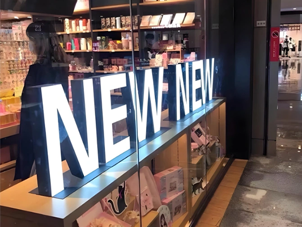 framless sign for  shop